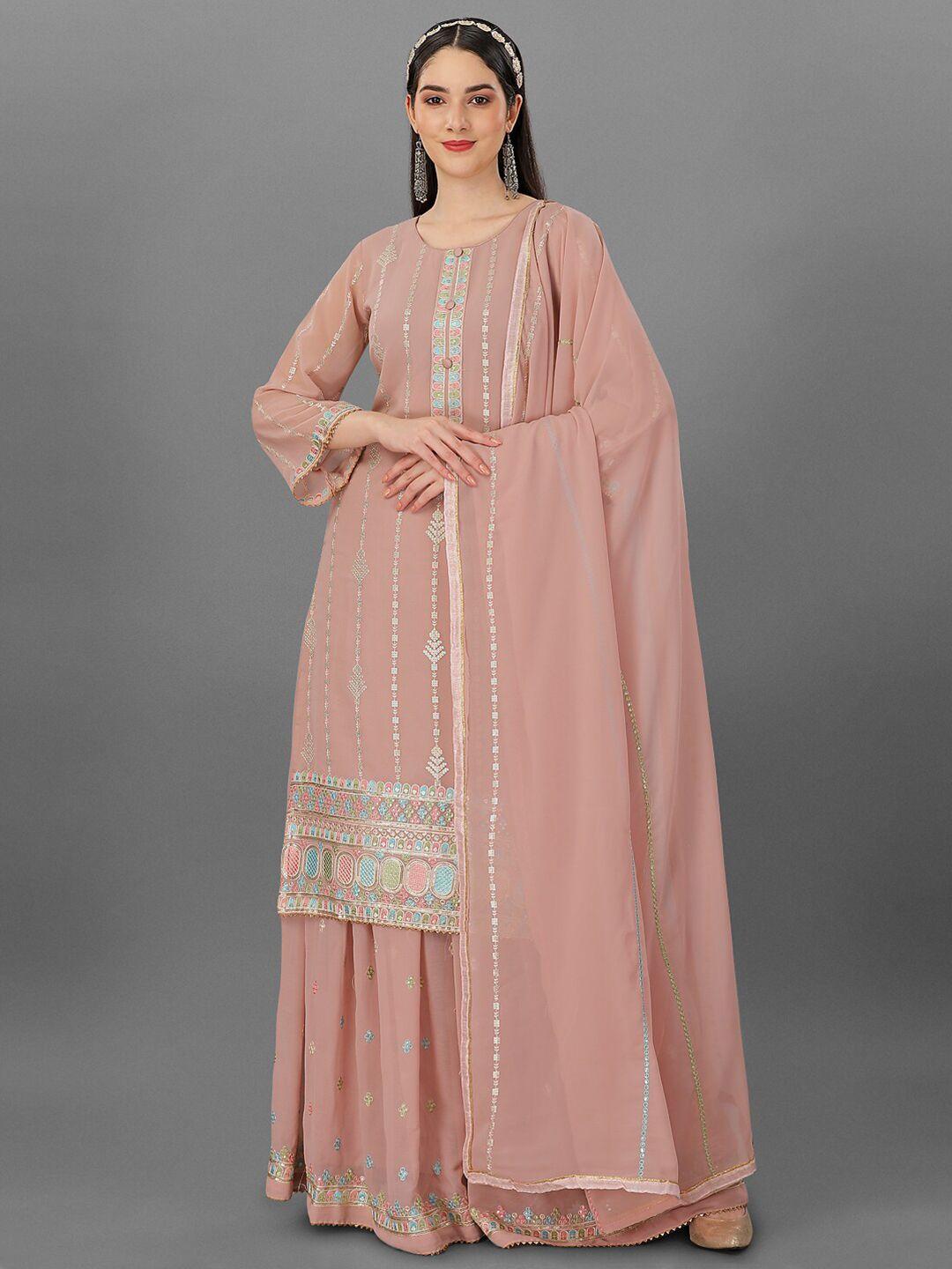 angroop ethnic motifs embellished semi-stitched dress material