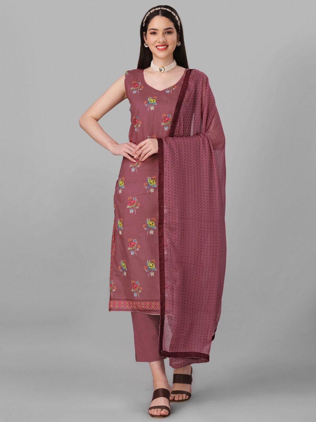 angroop printed chanderi cotton semi-stitched dress material