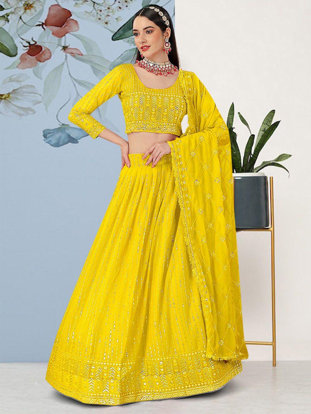 angroop sequinned embroidered semi-stitched lehenga & unstitched blouse with dupatta