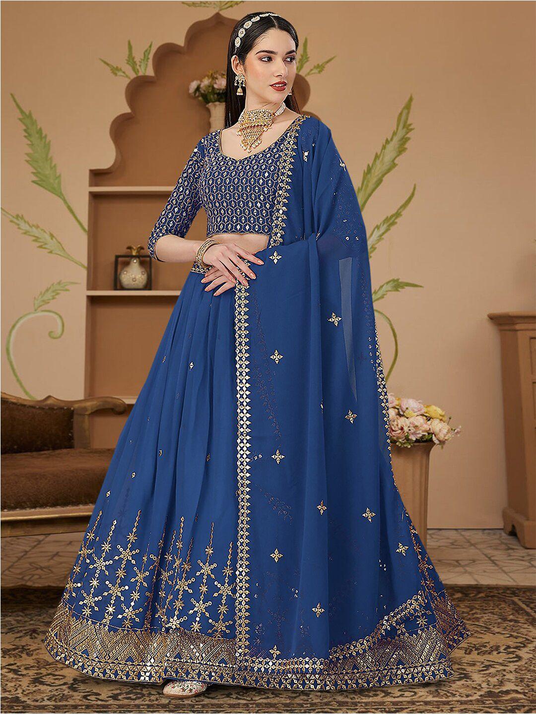 angroop sequinned semi-stitched lehenga & unstitched blouse with dupatta