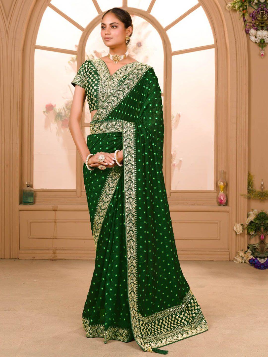 angroop bandhani embroidered silk cotton belted saree