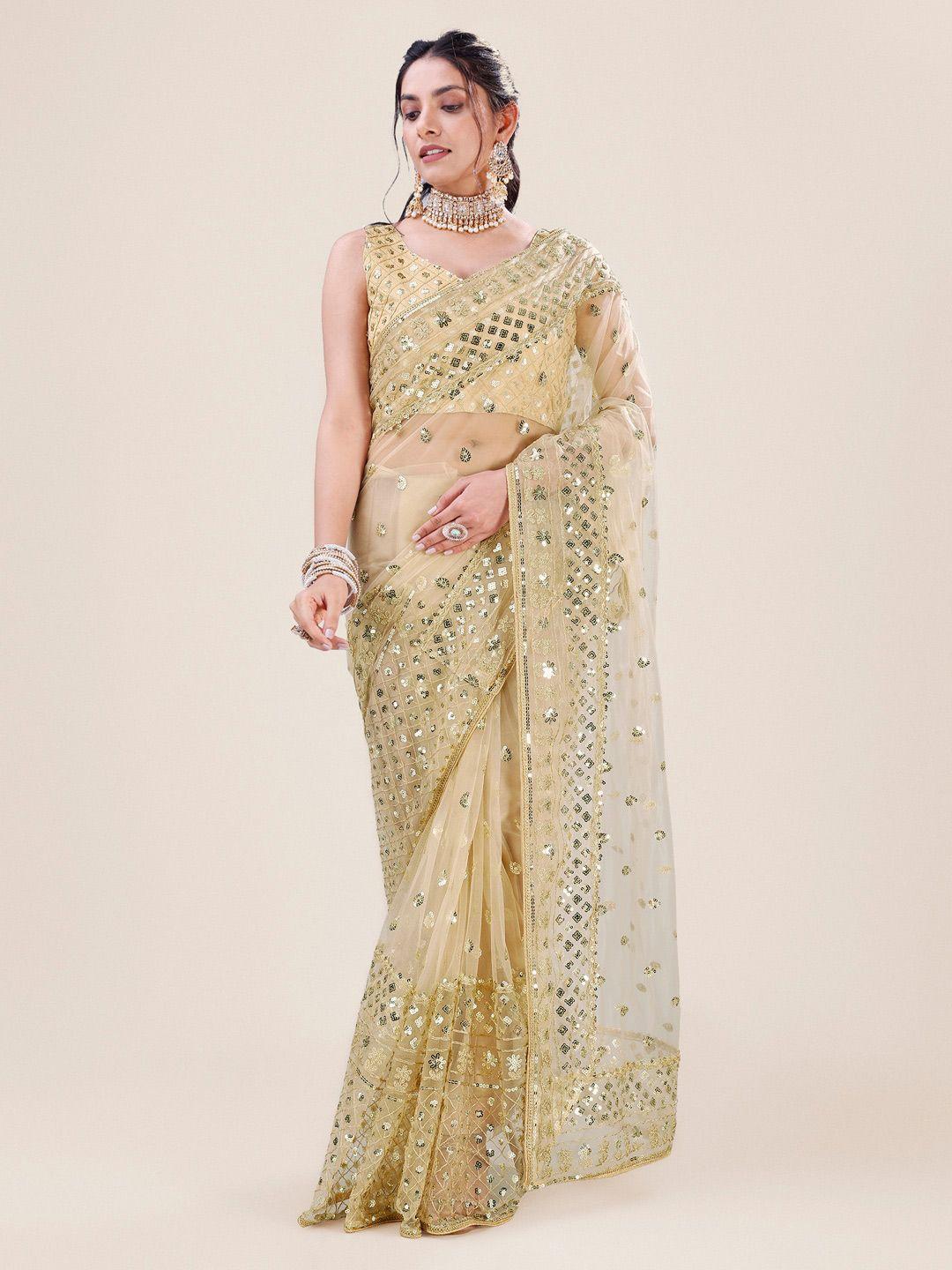 angroop embellished sequinned net saree