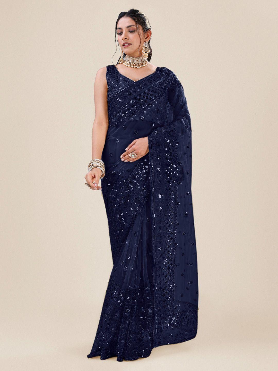 angroop embellished sequinned net saree