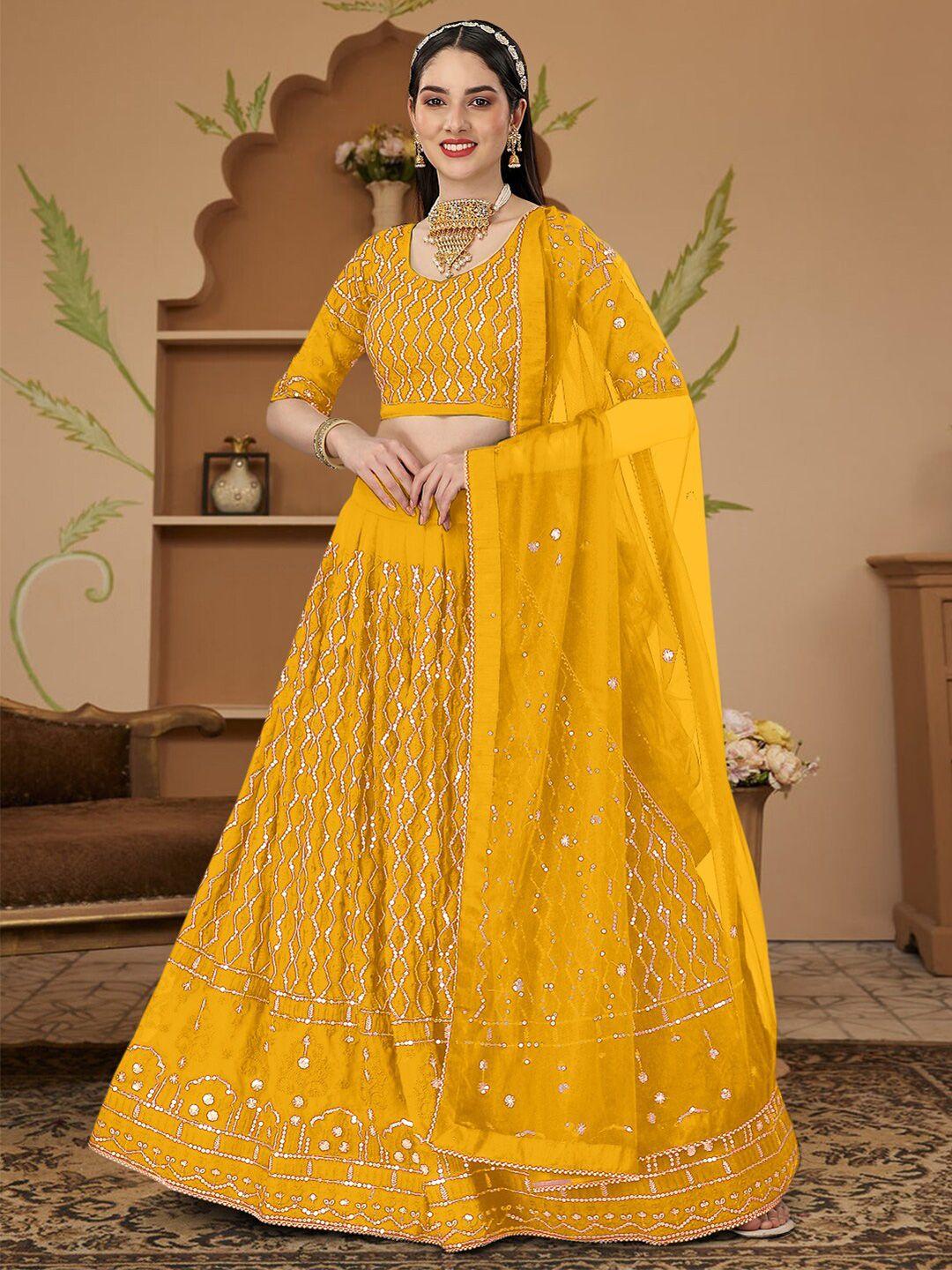 angroop embellished sequinned semi-stitched lehenga & unstitched blouse with dupatta