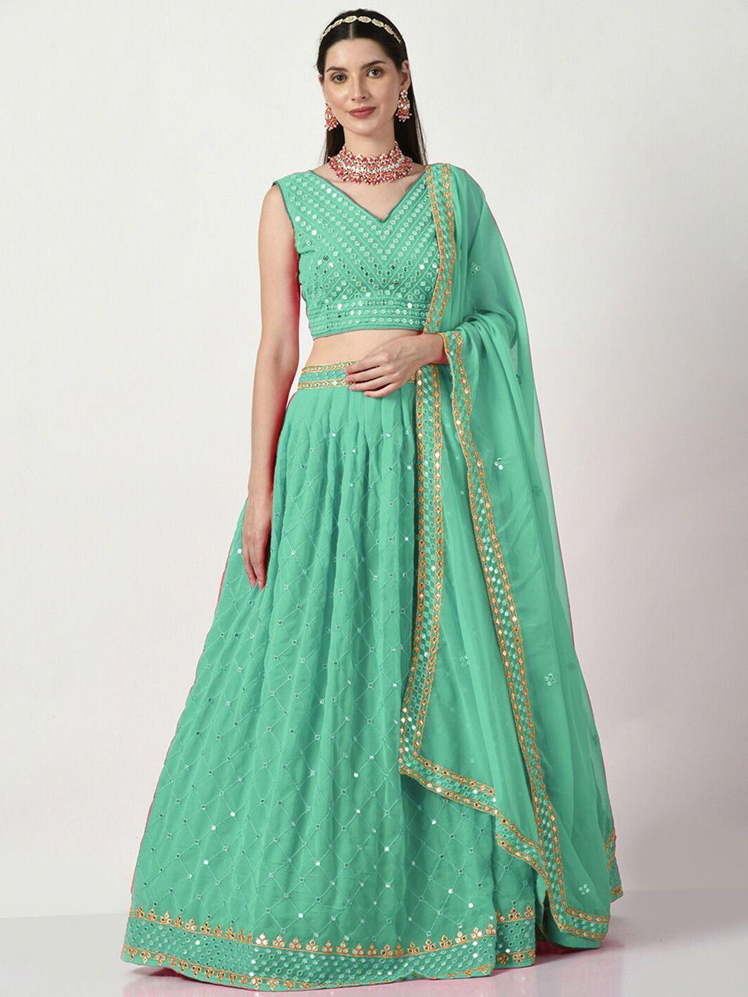 angroop embellished sequinned semi-stitched lehenga & unstitched blouse with dupatta