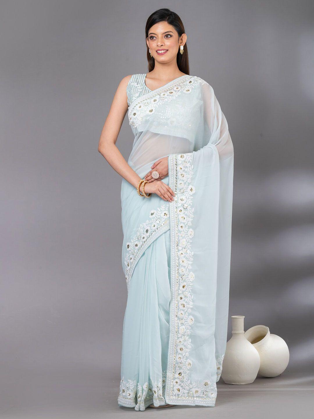 angroop embroidered poly georgette saree
