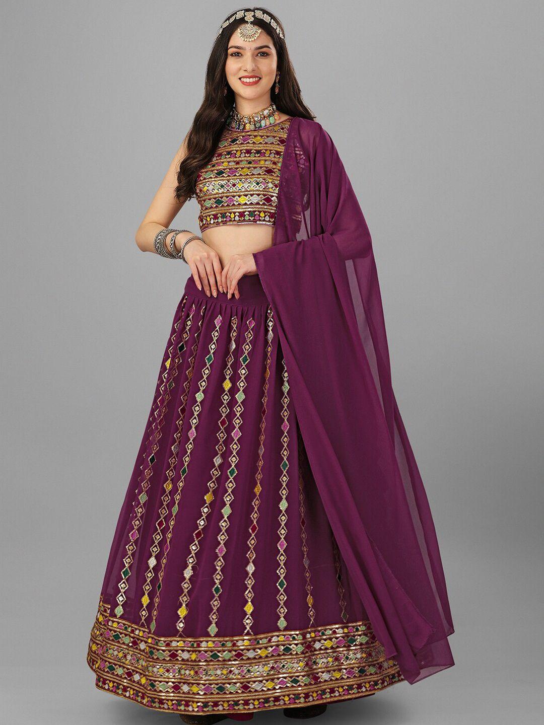 angroop sequinned embellished semi-stitched lehenga & unstitched blouse with dupatta
