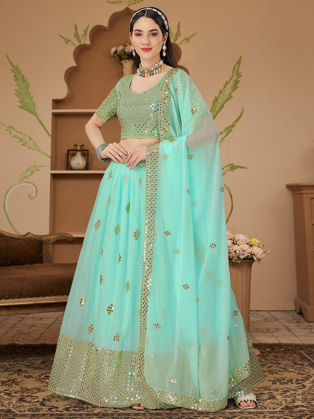 angroop sequinned embroidered semi-stitched lehenga & unstitched blouse with dupatta