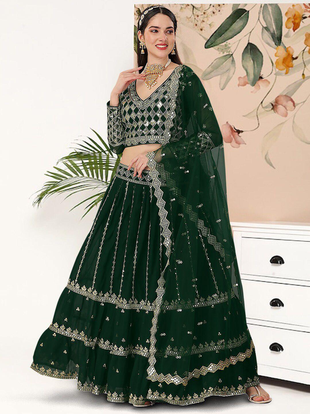 angroop sequinned embroidered semi-stitched lehenga & unstitched blouse with dupatta