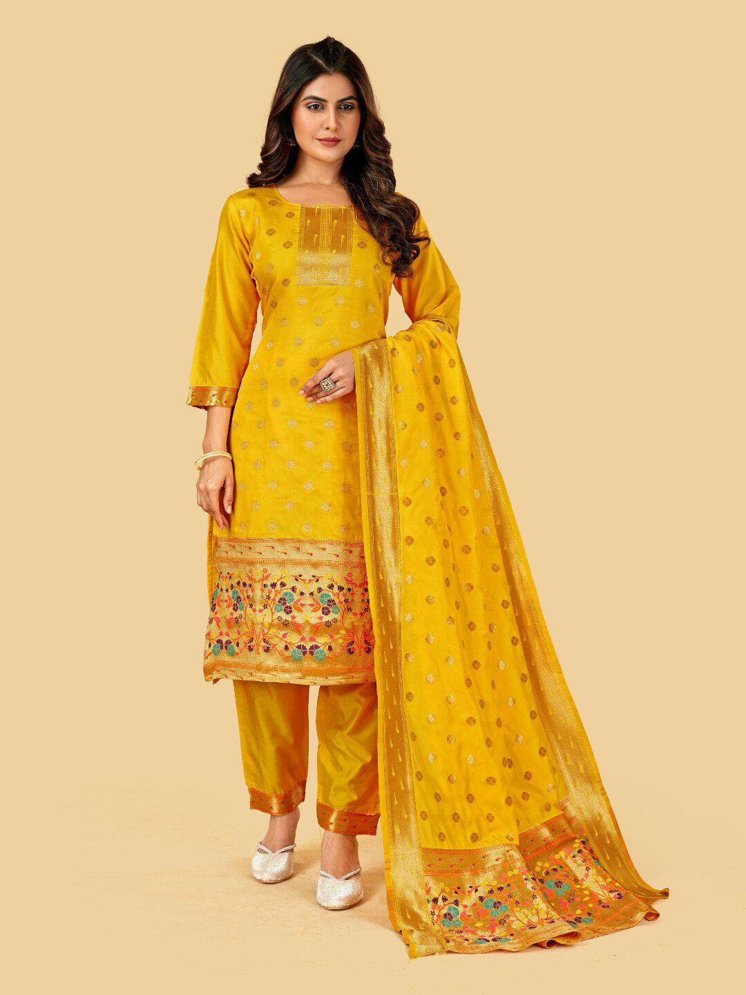 angroop woven design paithani silk unstitched dress material