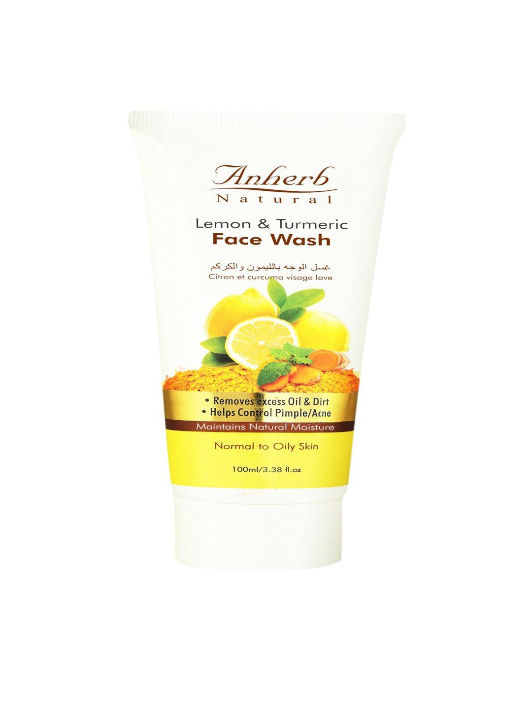 anherb natural lemon & turmeric face wash for normal to oily skin - 100ml