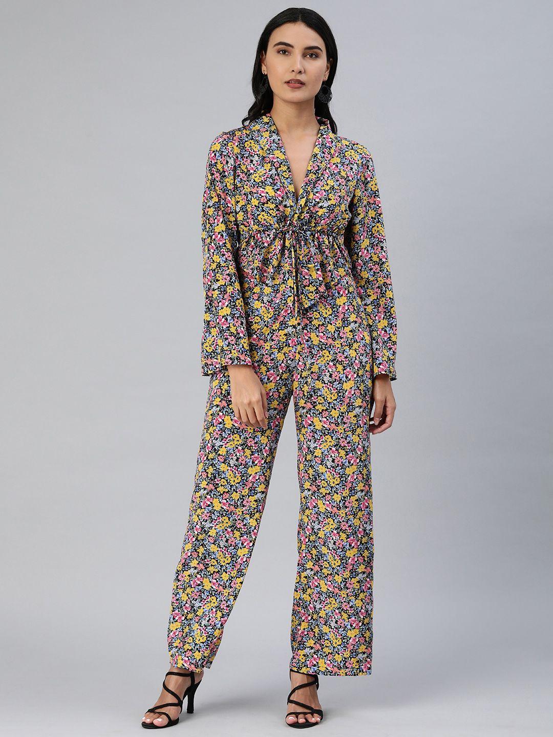 ani women multicolored floral print top with trousers