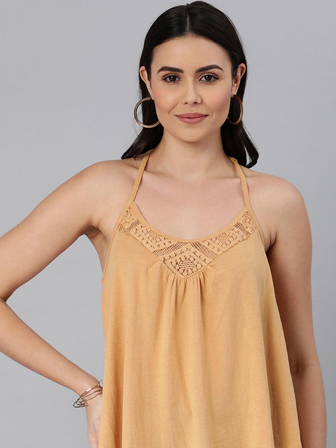 ani beige solid lace inserts top