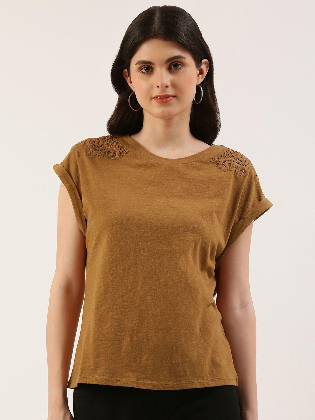 ani cotton terry top with lace inserts