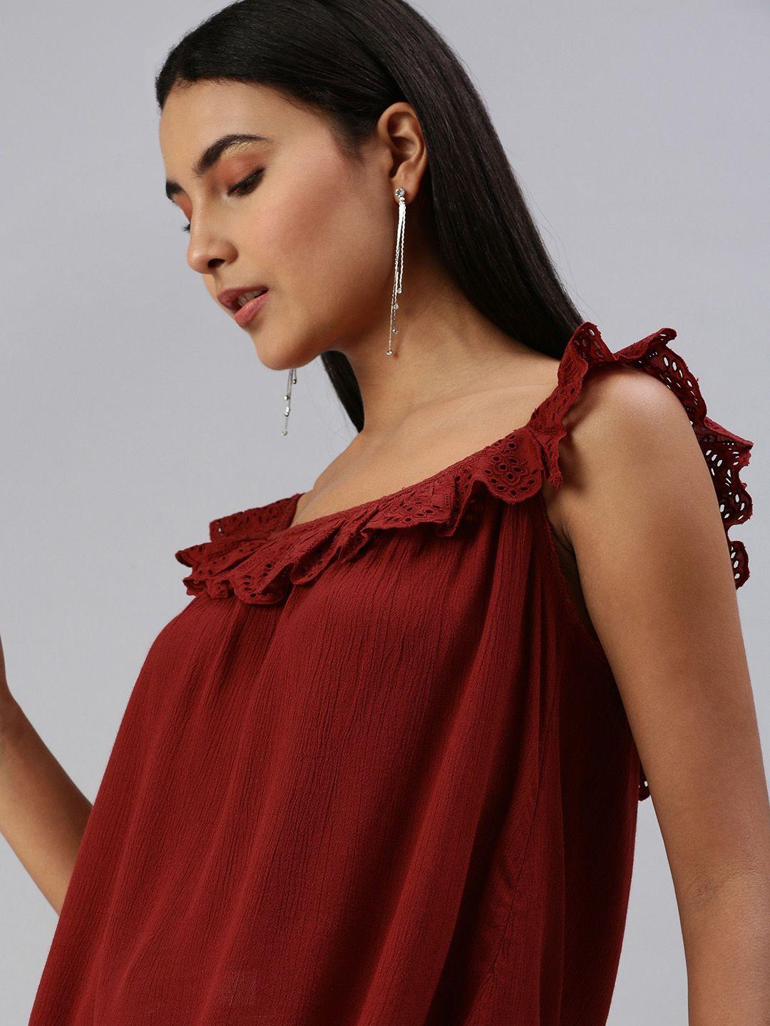 ani red ruffles top