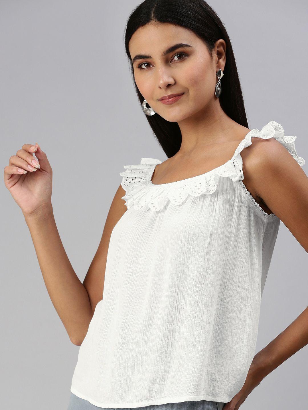 ani white ruffles top