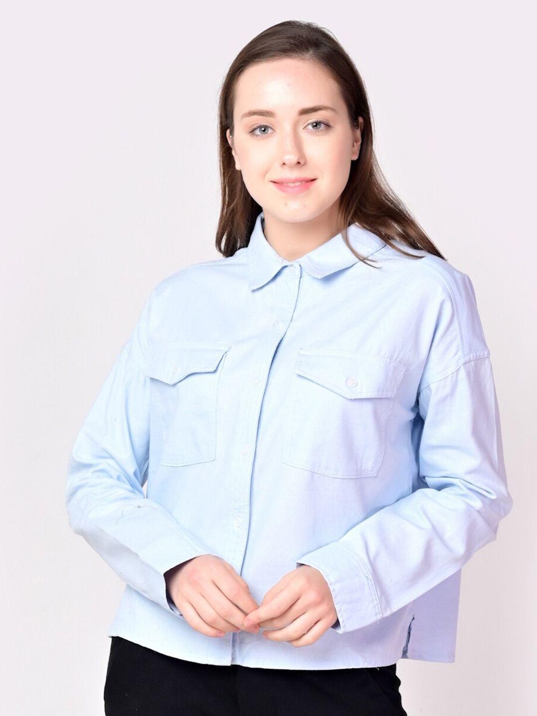 ani women blue slim fit casual shirt