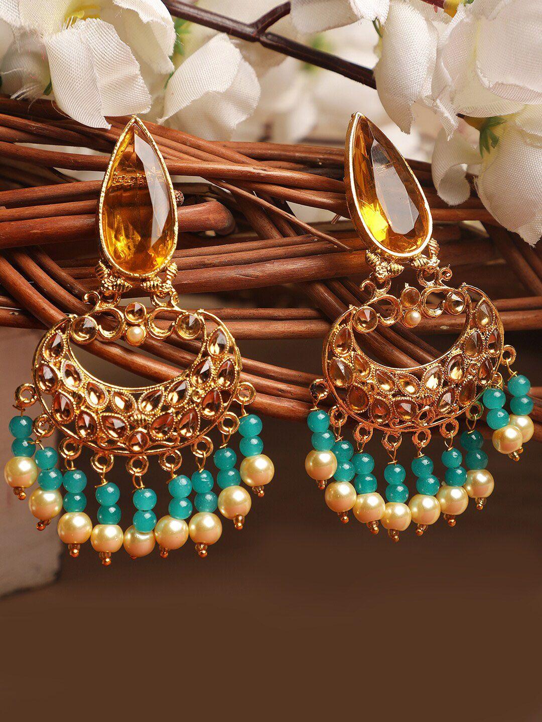 anikas creation green contemporary chandbalis earrings