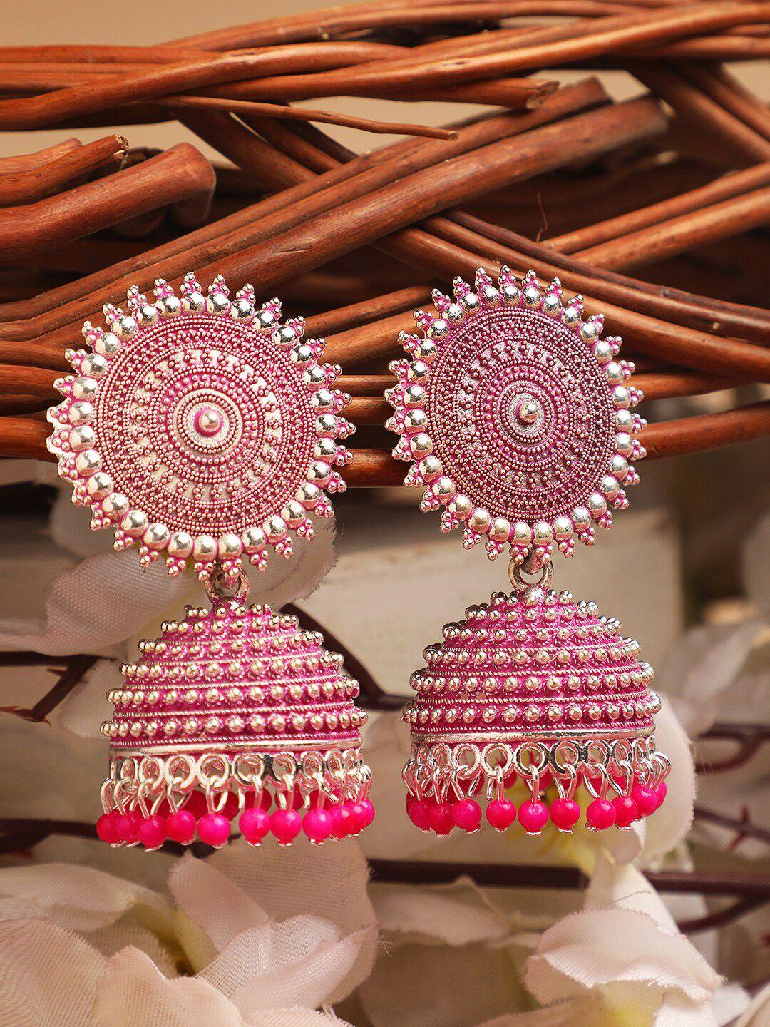 anikas creation pink contemporary jhumkas earrings