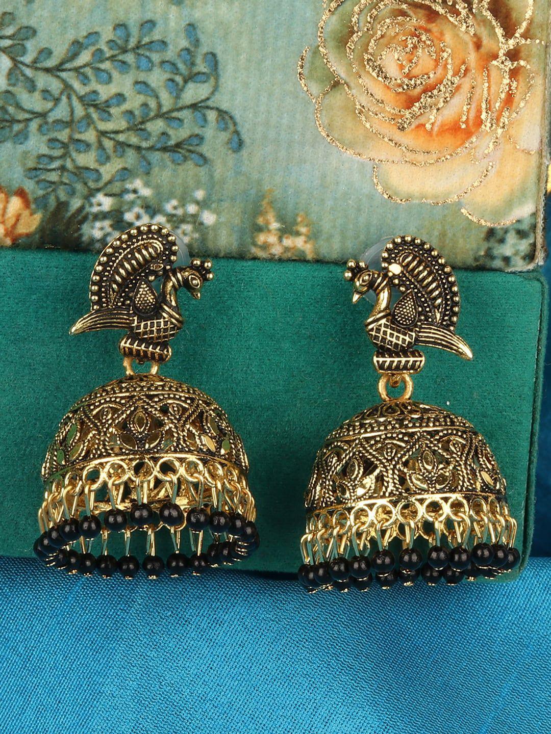 anikas creation black contemporary jhumkas earrings