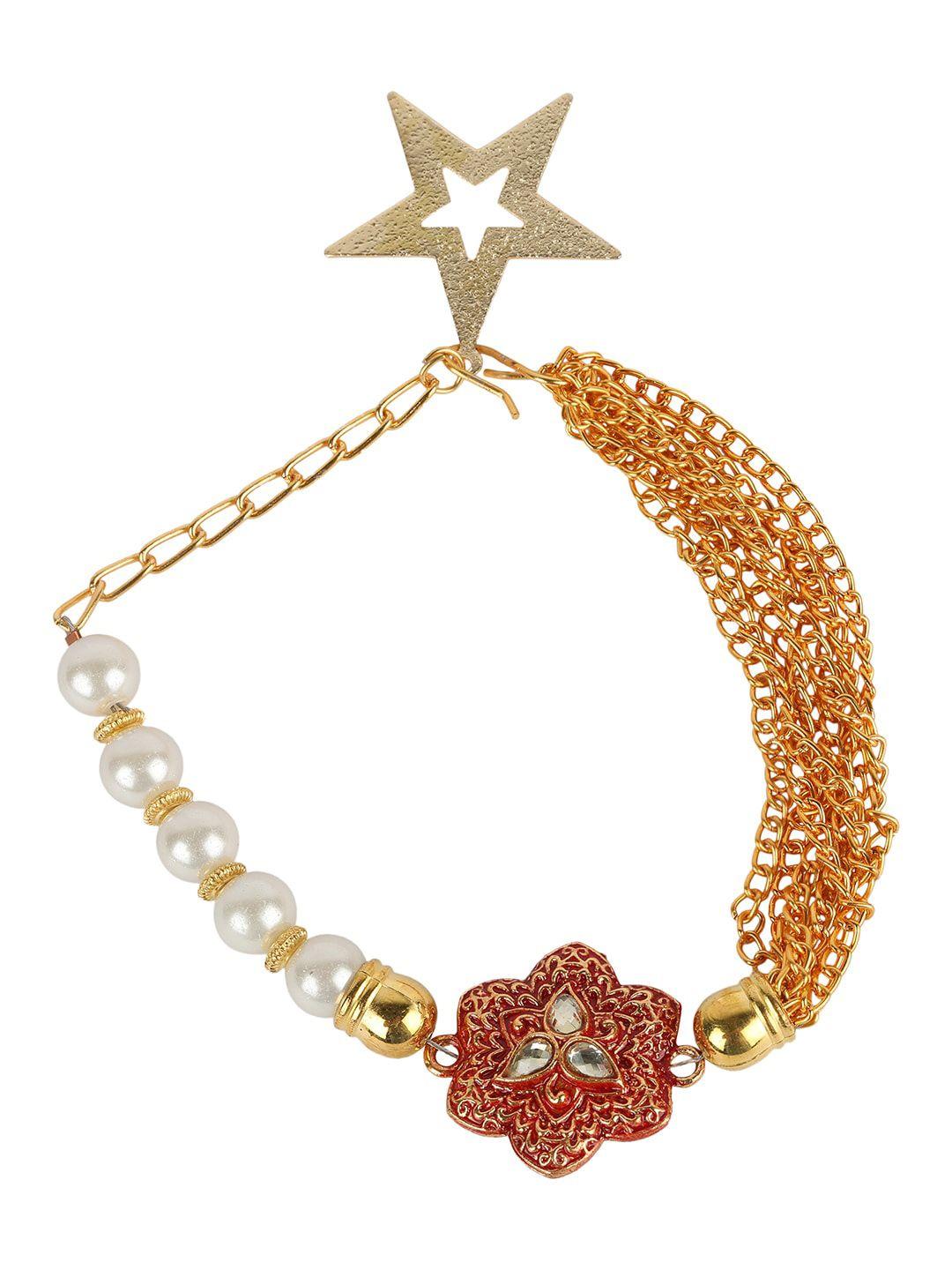 anikas creation gold-plated & red bracelet