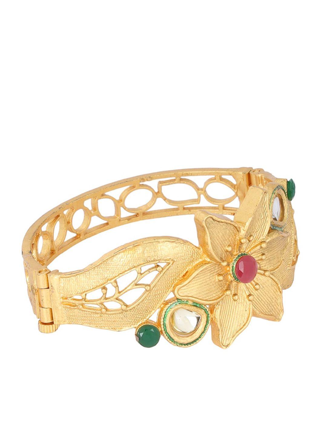 anikas creation gold-plated alloy handcrafted kada bracelet