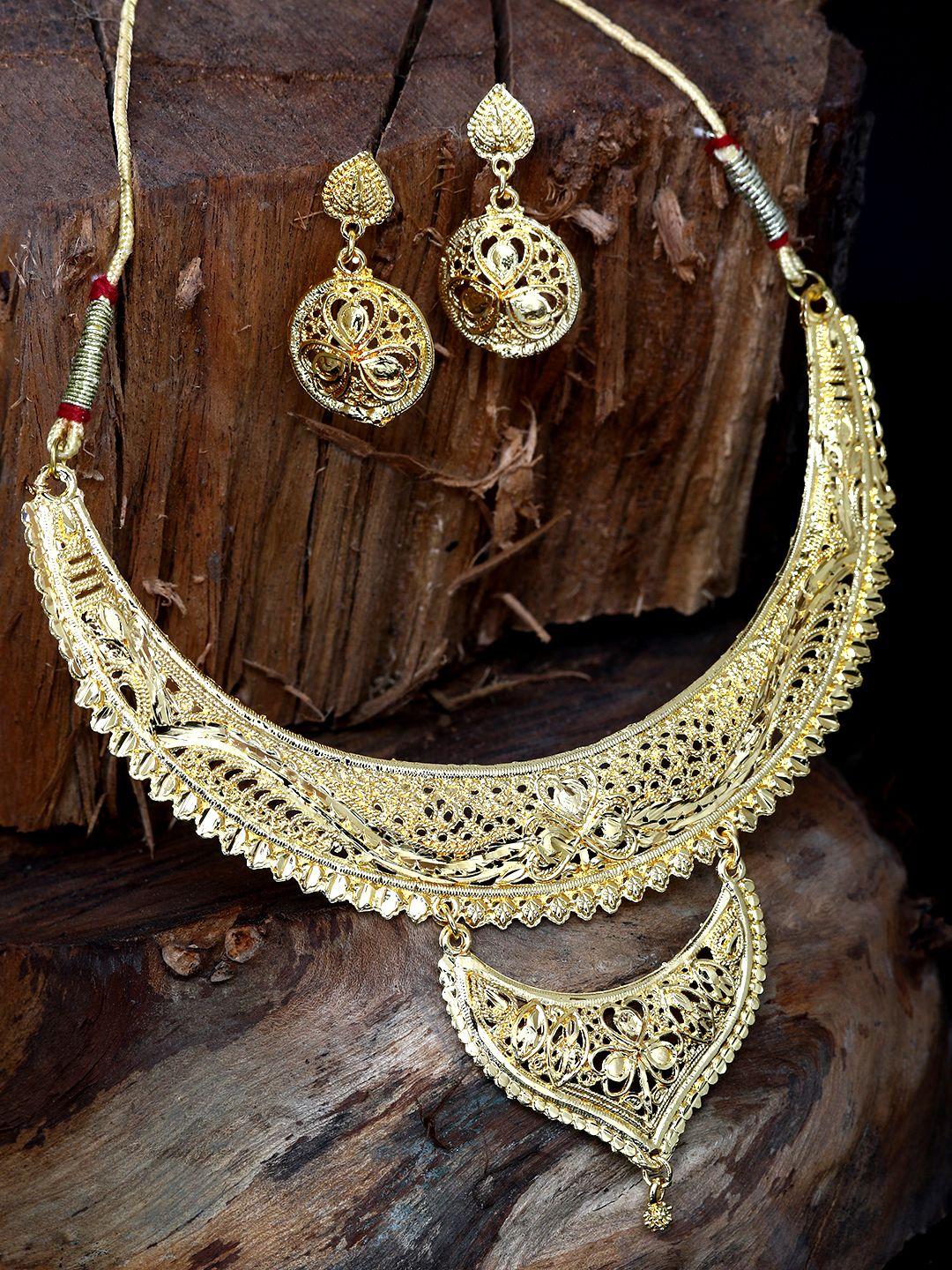 anikas creation gold-plated choker jewellery set