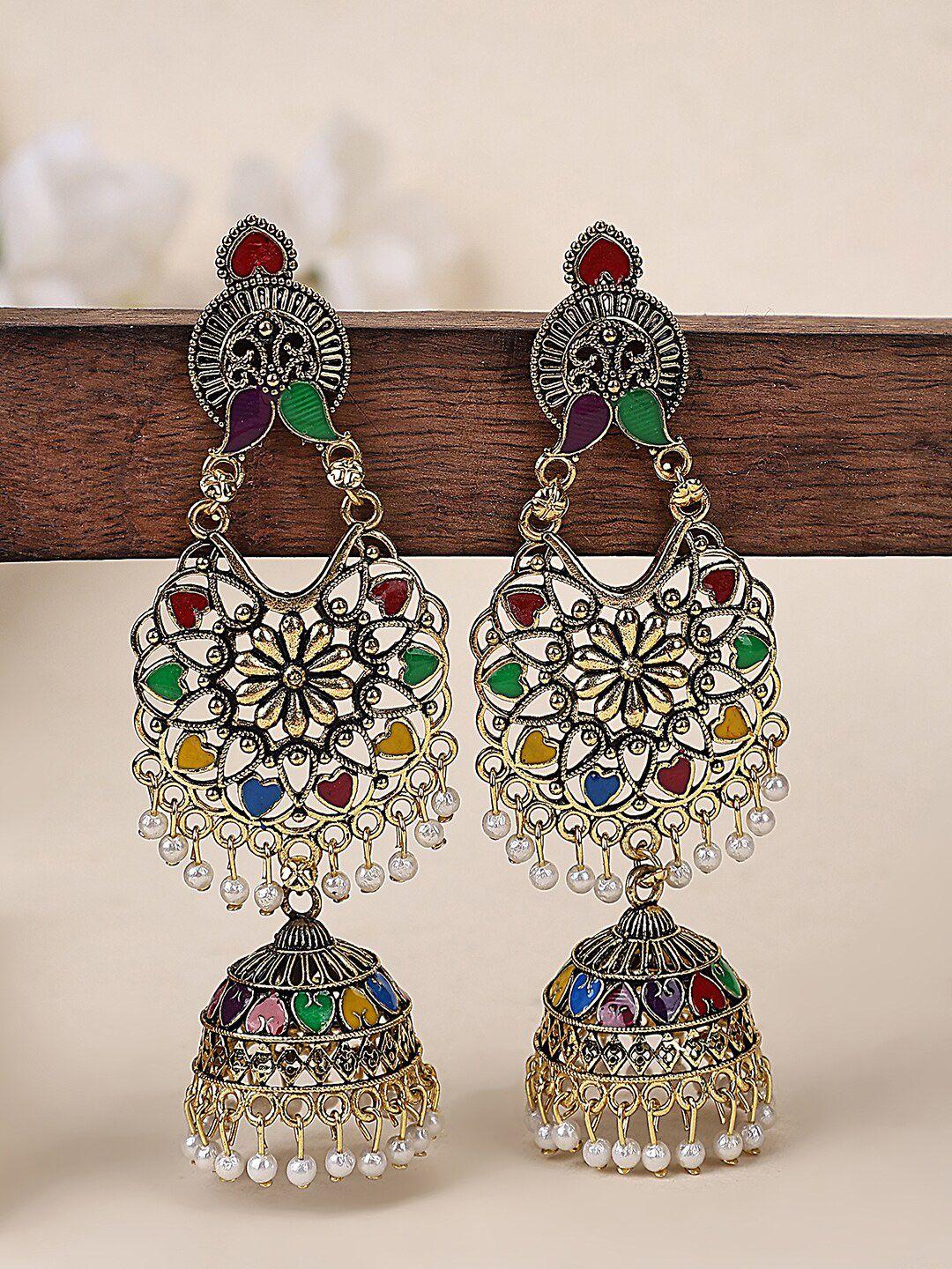 anikas creation multicoloured contemporary jhumkas earrings