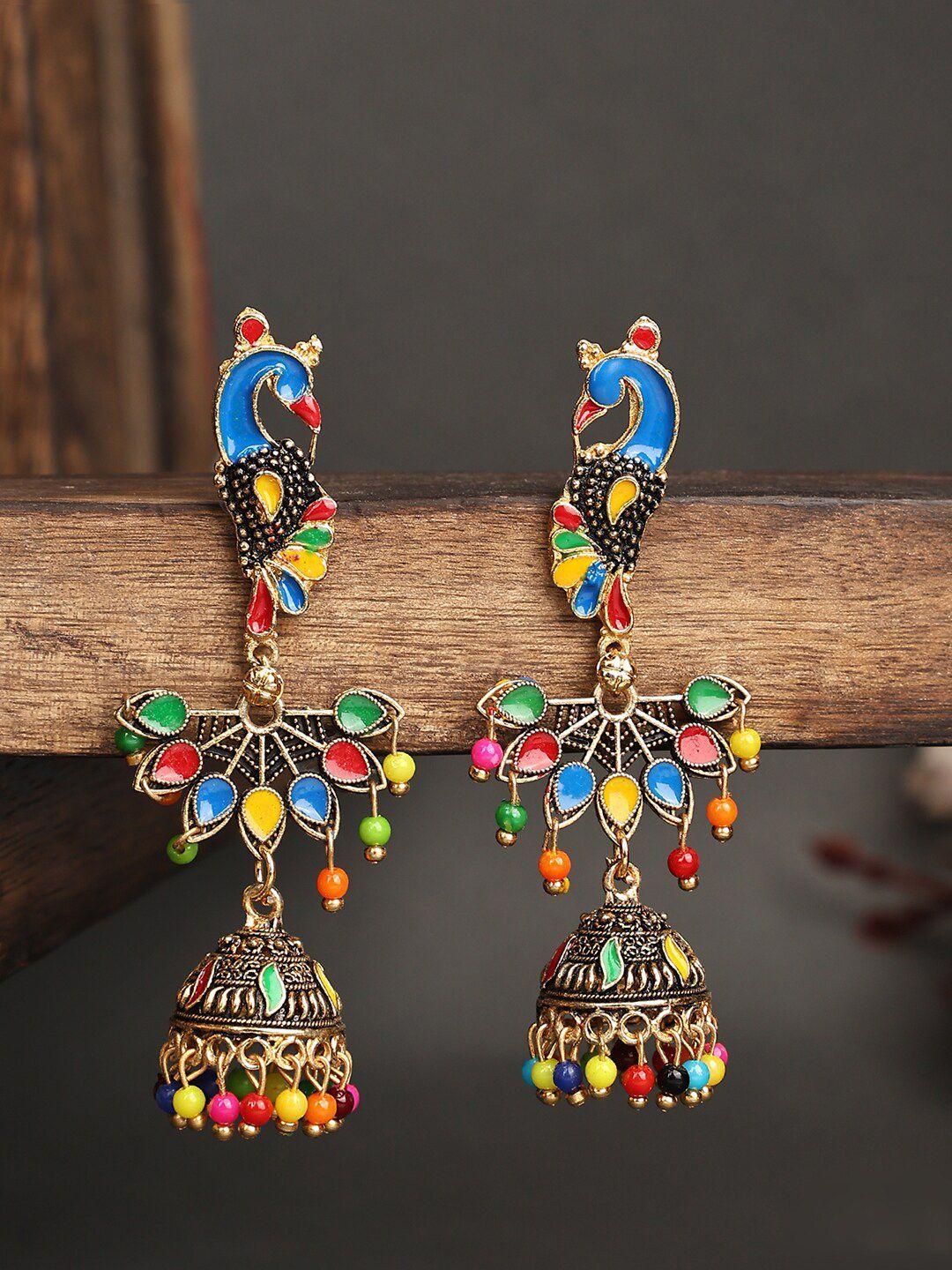 anikas creation multicoloured contemporary jhumkas earrings