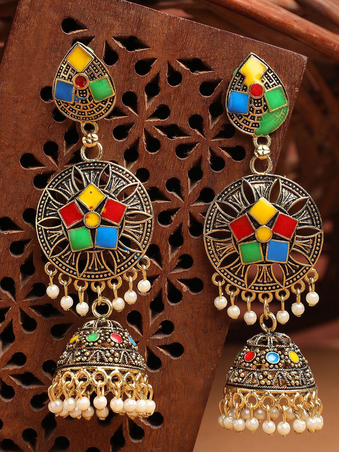 anikas creation multicoloured contemporary jhumkas earrings