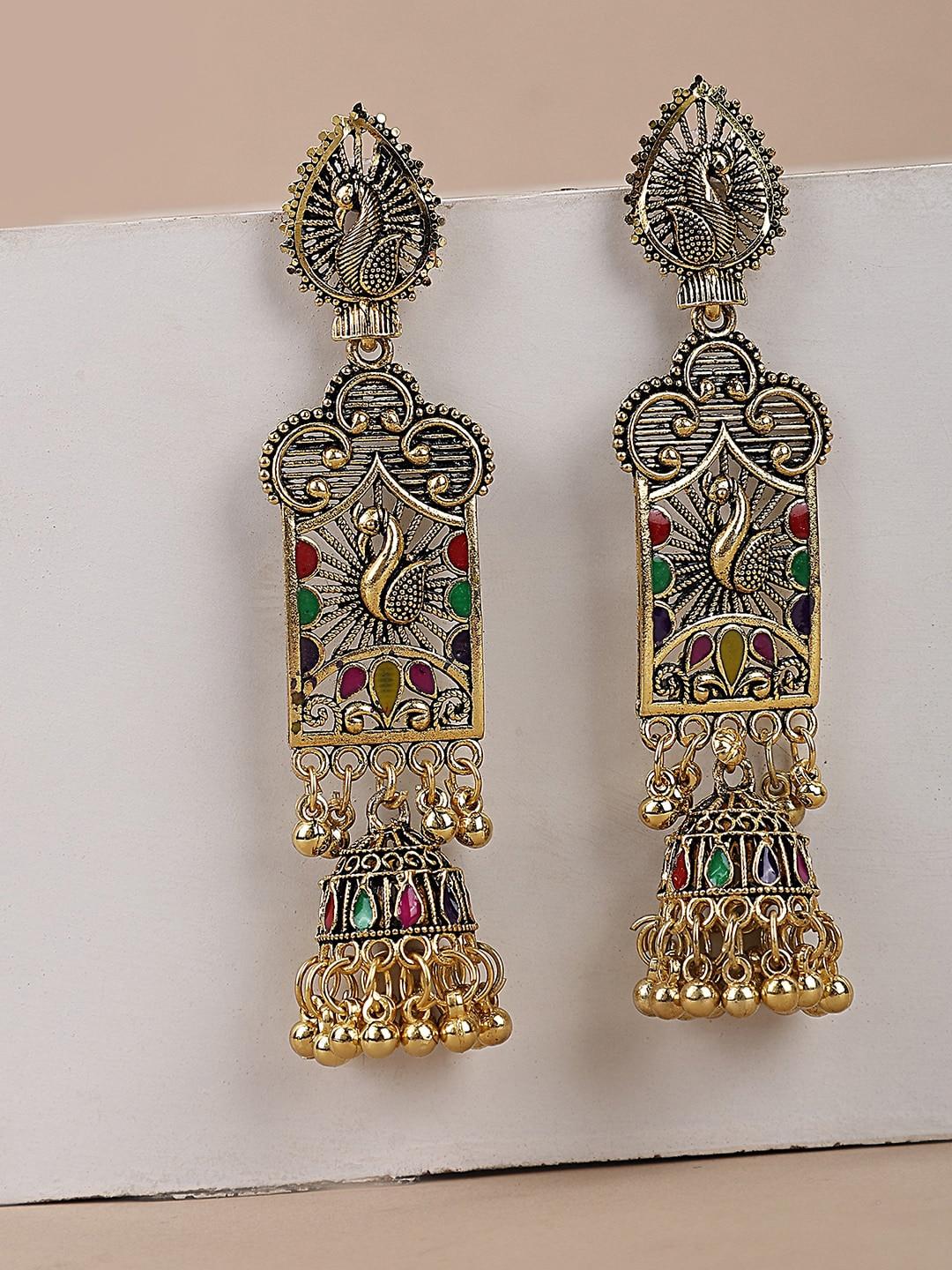 anikas creation multicoloured contemporary jhumkas earrings