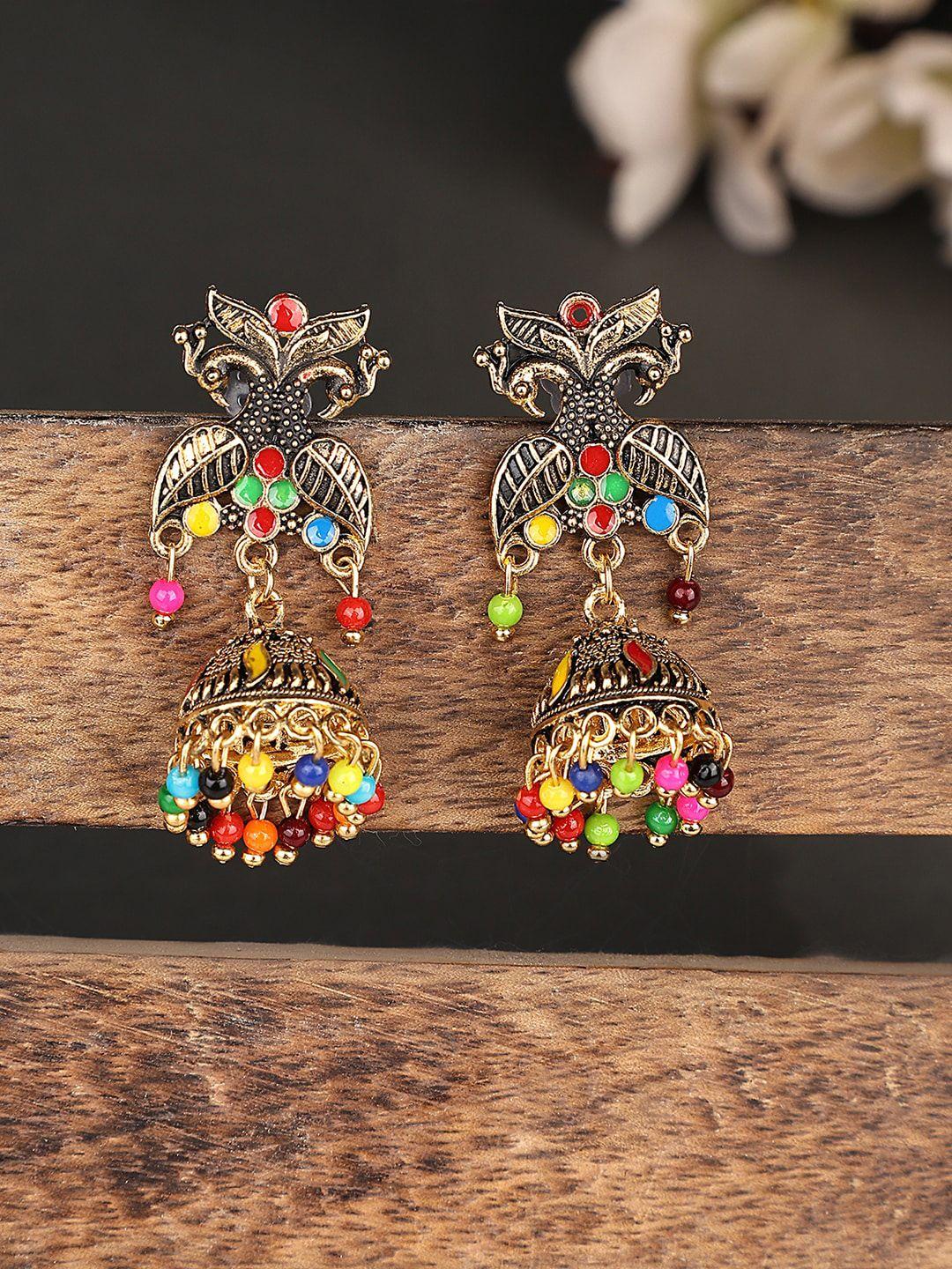 anikas creation multicoloured contemporary jhumkas earrings