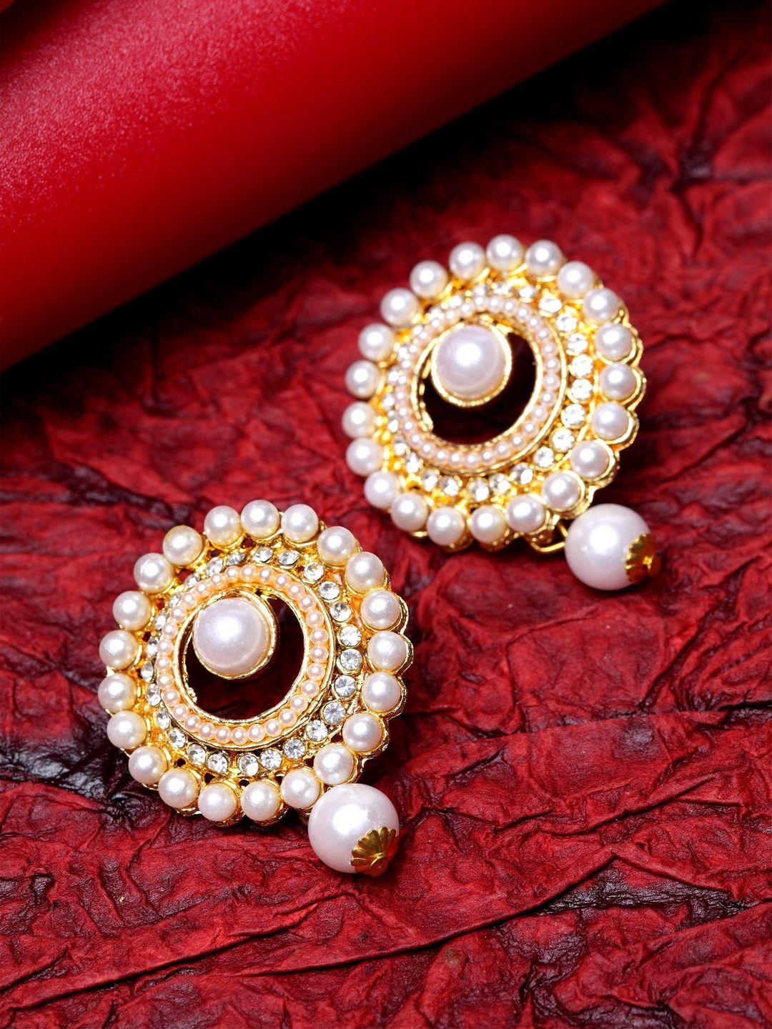 anikas creation off-white gold-plated contemporary studs