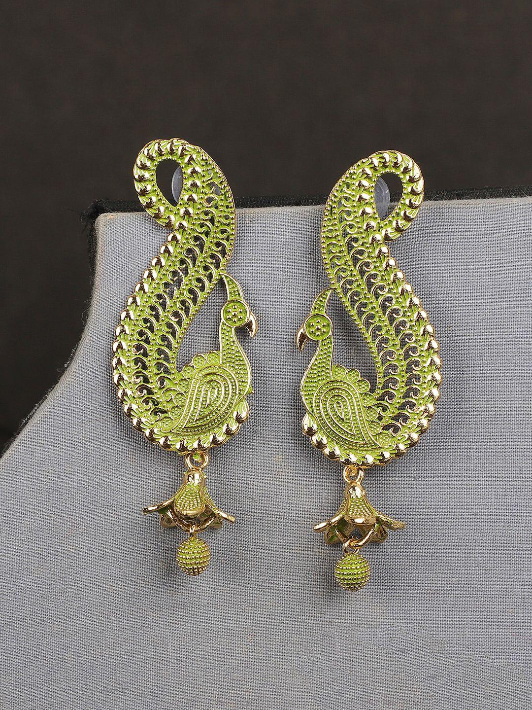 anikas creation olive green contemporary drop earrings