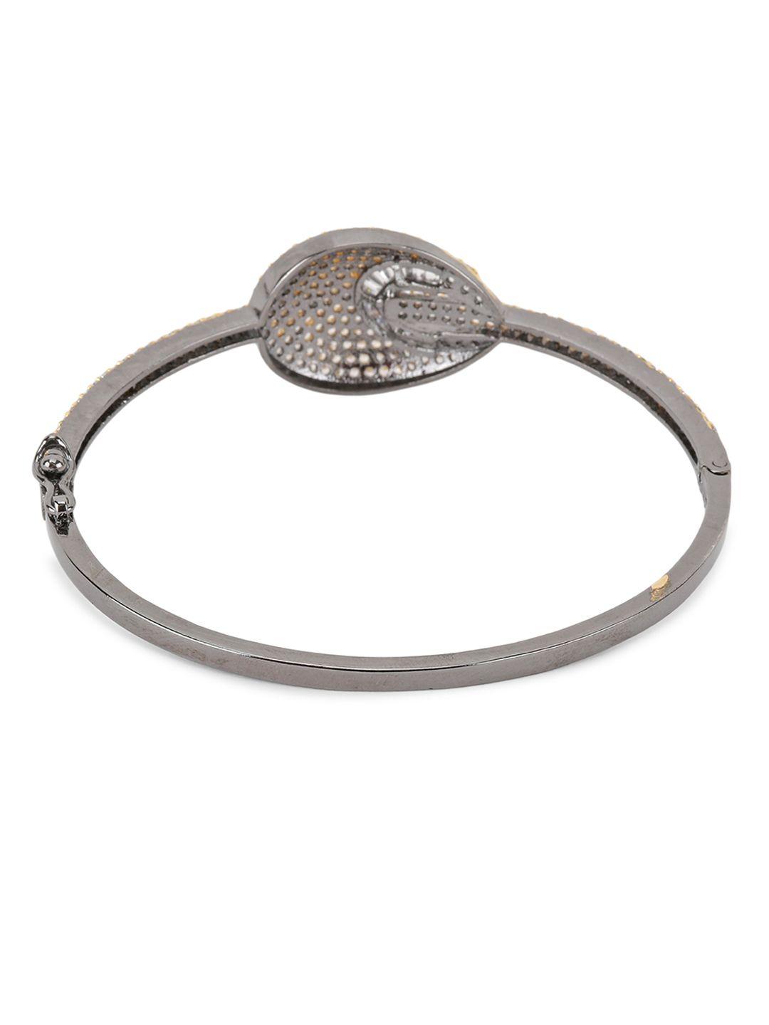 anikas creation women gunmetal-toned rhodium-plated cubic zirconia cuff bracelet