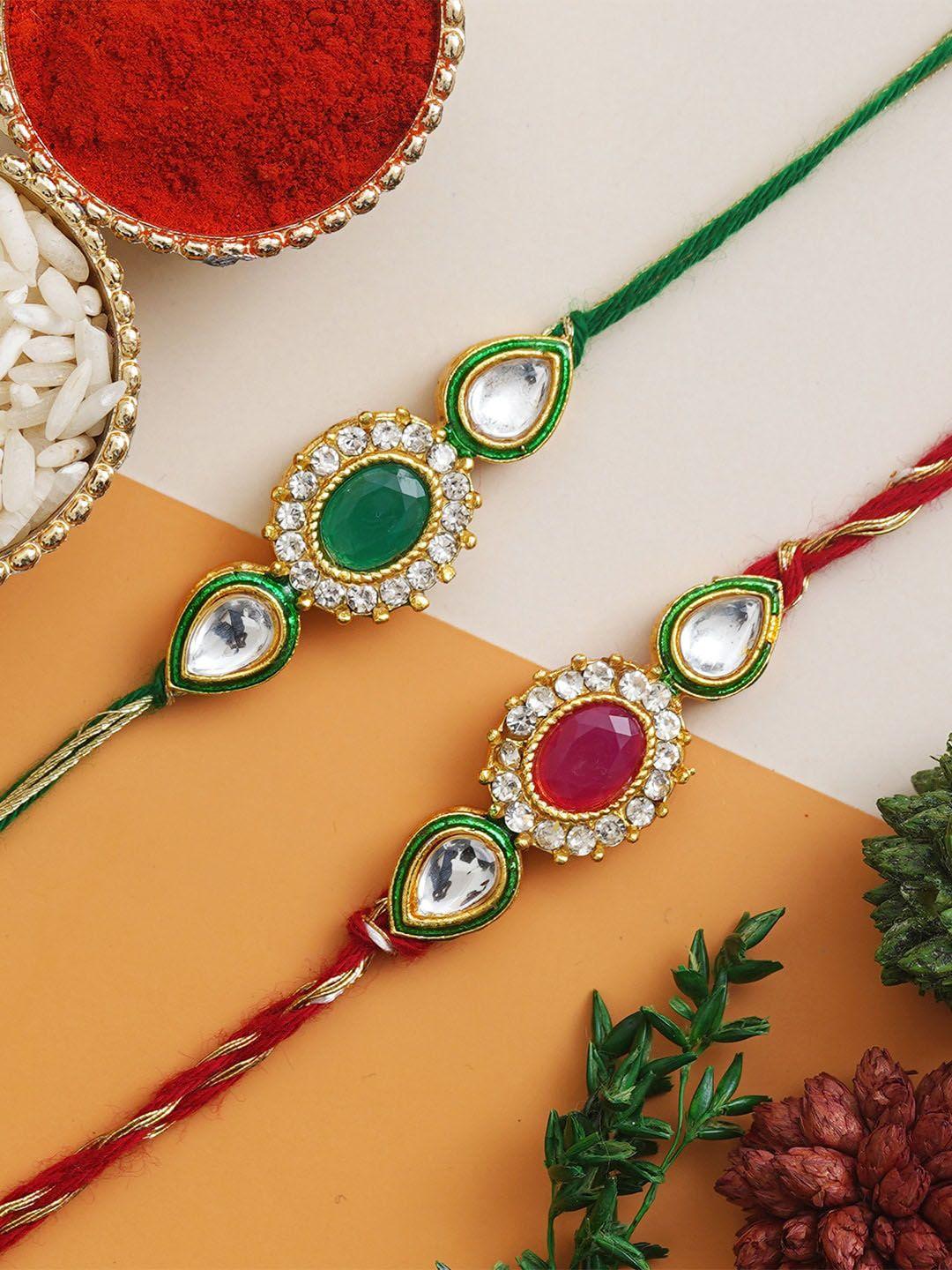anil rakhi  unisex set of 2 pearls designer rakhi's &  roli chawal pack