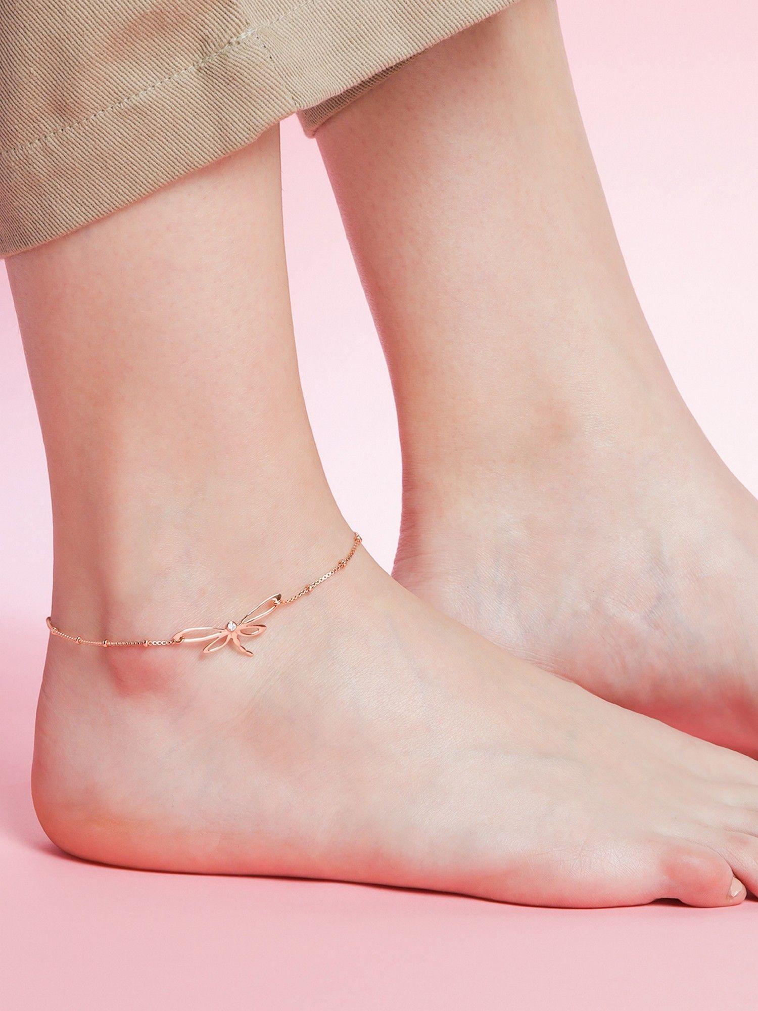 animal cz rose gold plated 925 sterling silver chain anklet single