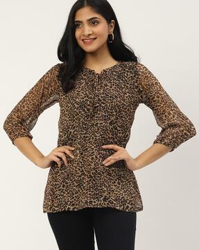 animal print 3/4th sleeves tunic