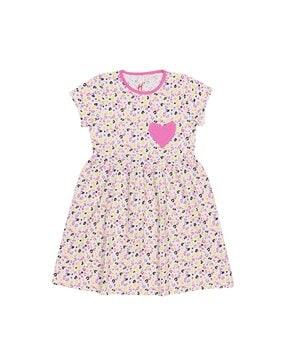 animal print a-line dress with heart applique