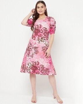 animal print a-line dress