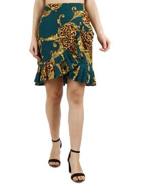 animal print a-line skirt