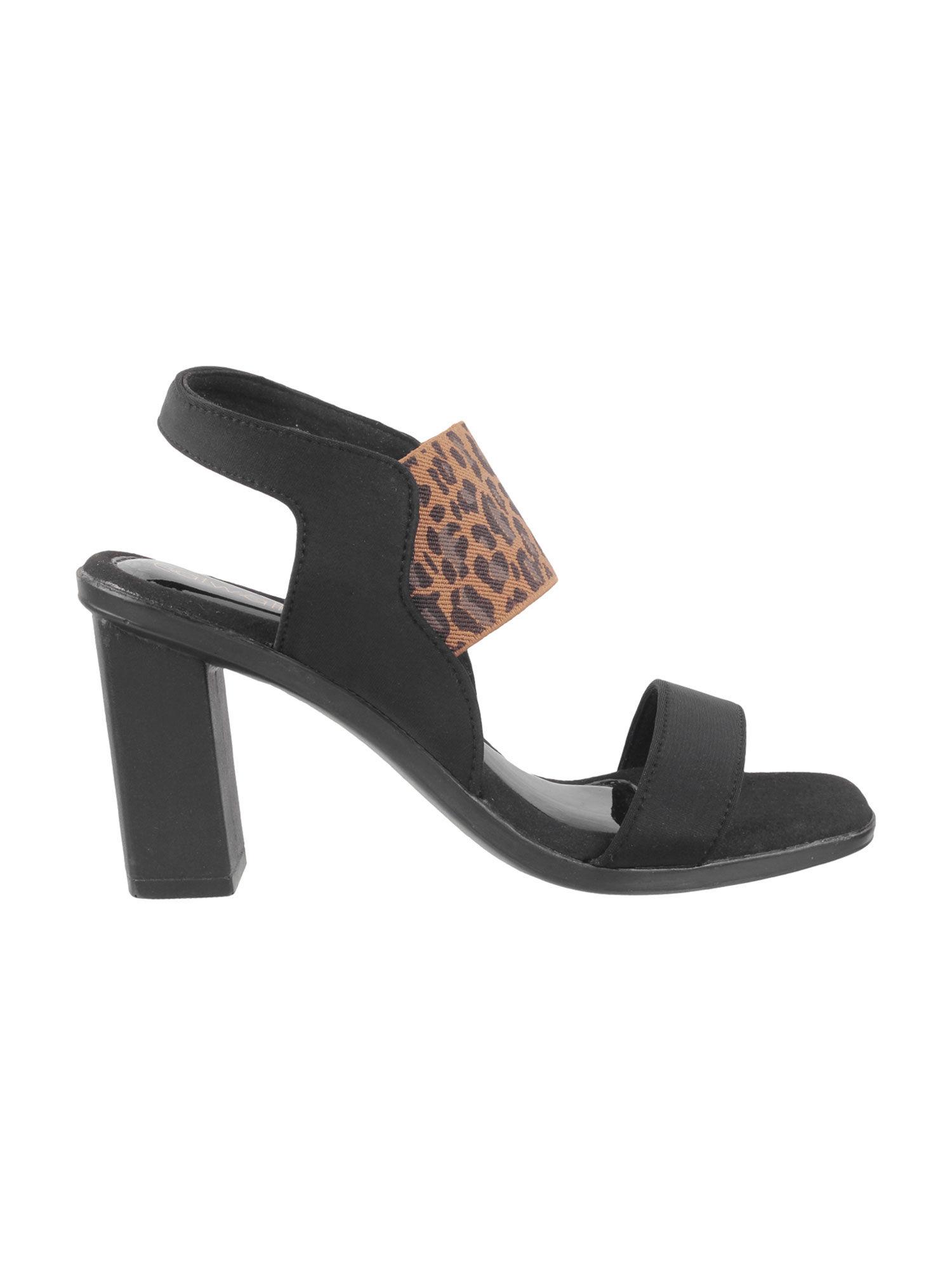 animal print black sandals