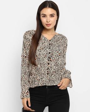 animal print blouse top