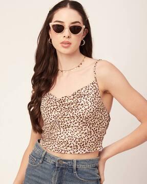 animal print blouson top