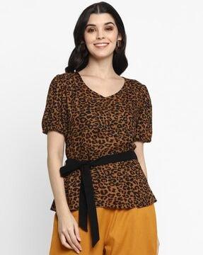 animal print cotton top