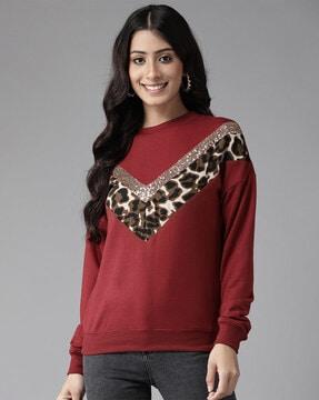 animal print crew-neck sweatshirt