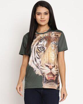 animal print crew-neck t-shirt