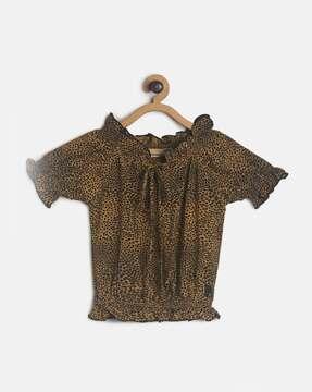 animal print crop top with v-neck