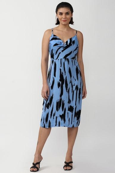 animal print fit and flare knee length dresses