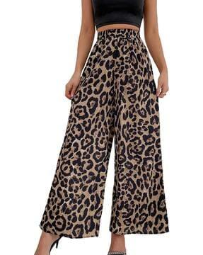 animal print flared palazzos